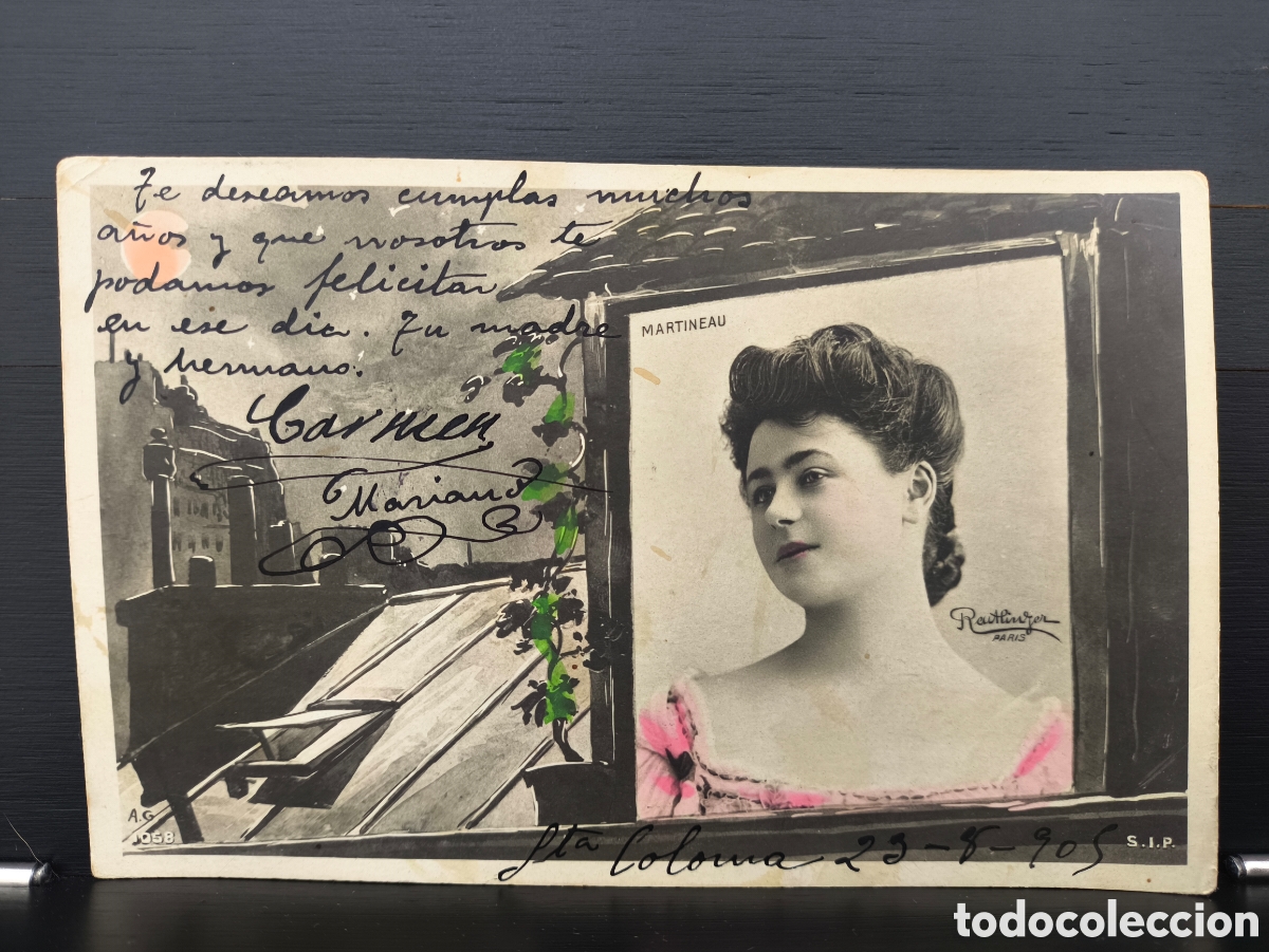 Postales: Antigua postal artista Martineau actriz francesa Belle &Eacute;poque foto Reutlinger Ed. S.I.P. 1905