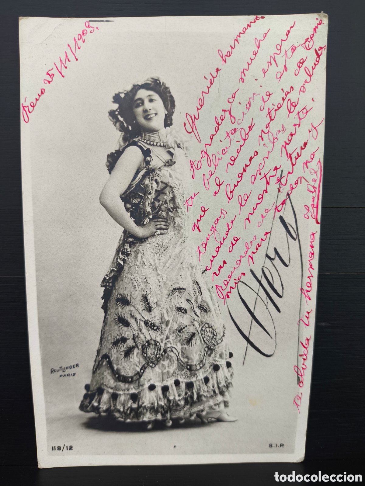 Postales: Antigua postal La Bella Otero bailarina cantante actriz espa&ntilde;ola Belle &Eacute;poque Foto Reutlinger 1903