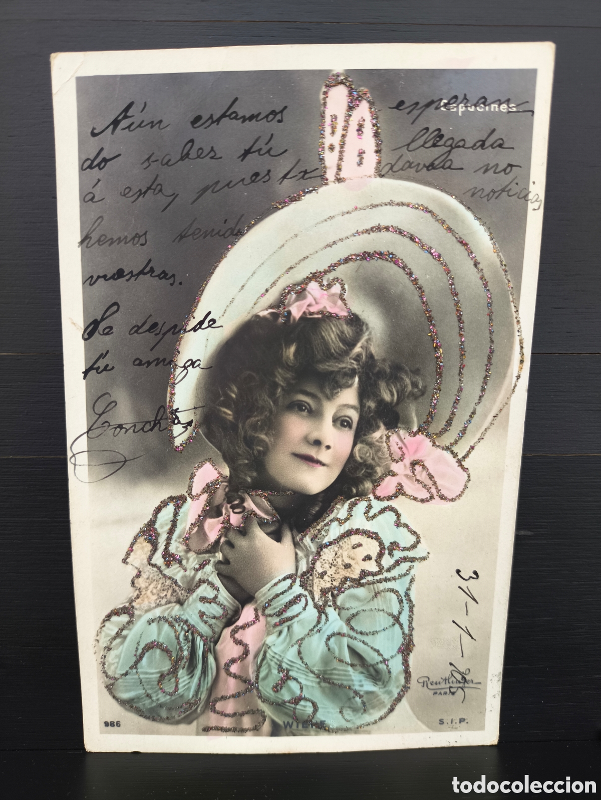 Postales: Antigua postal Charlotte Wiehe artista danesa Belle &Eacute;poque Teatro Capucines Reutlinger 1905