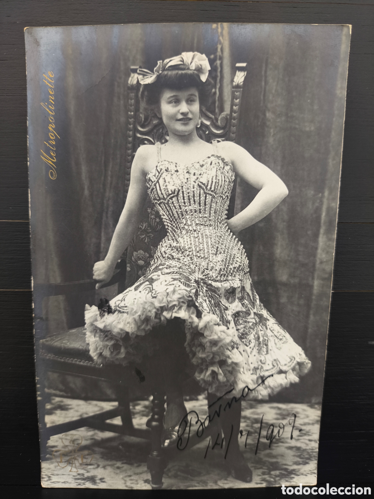 Postales: Antigua postal mujer artista cabaret Metropolinette Belle &Eacute;poque Teatro Le M&eacute;tropole Par&iacute;s 1909