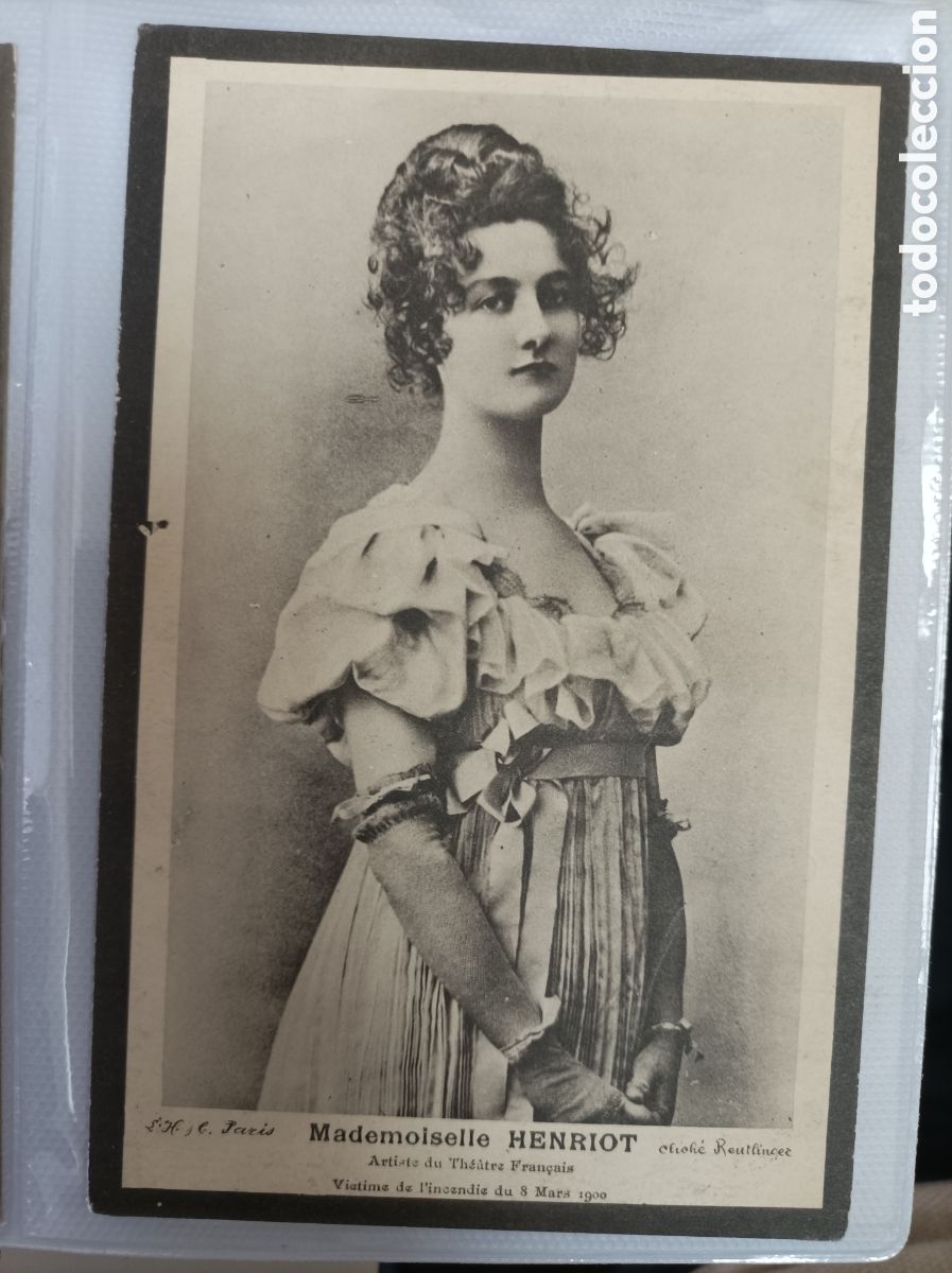 Postales: Actriz HENRIOT, Jane_J. Duval. Artiste du Th&eacute;&acirc;tre Fran&ccedil;ais, victime de l'incendie 8 Mars 1900.