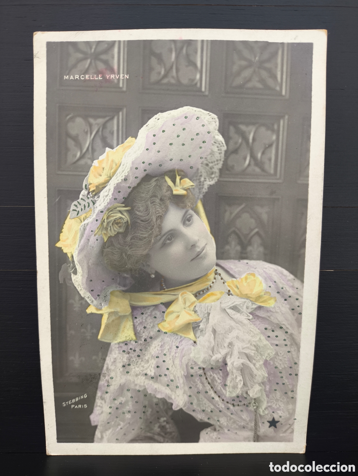 Postais: Antigua postal Marcelle Yrven actriz teatro&nbsp;francesa Belle &Eacute;poque Foto Stebbing Ed. G. Piprot 1906