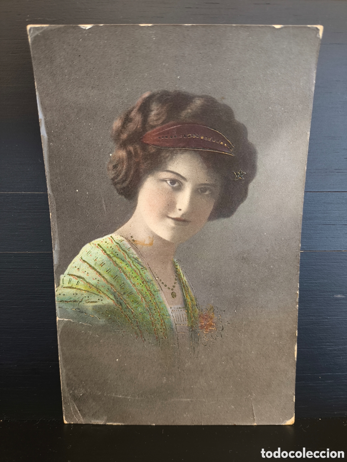 Postales: Antigua postal fotogr&aacute;fica coloreada relieve retrato de mujer Belle &Eacute;poque