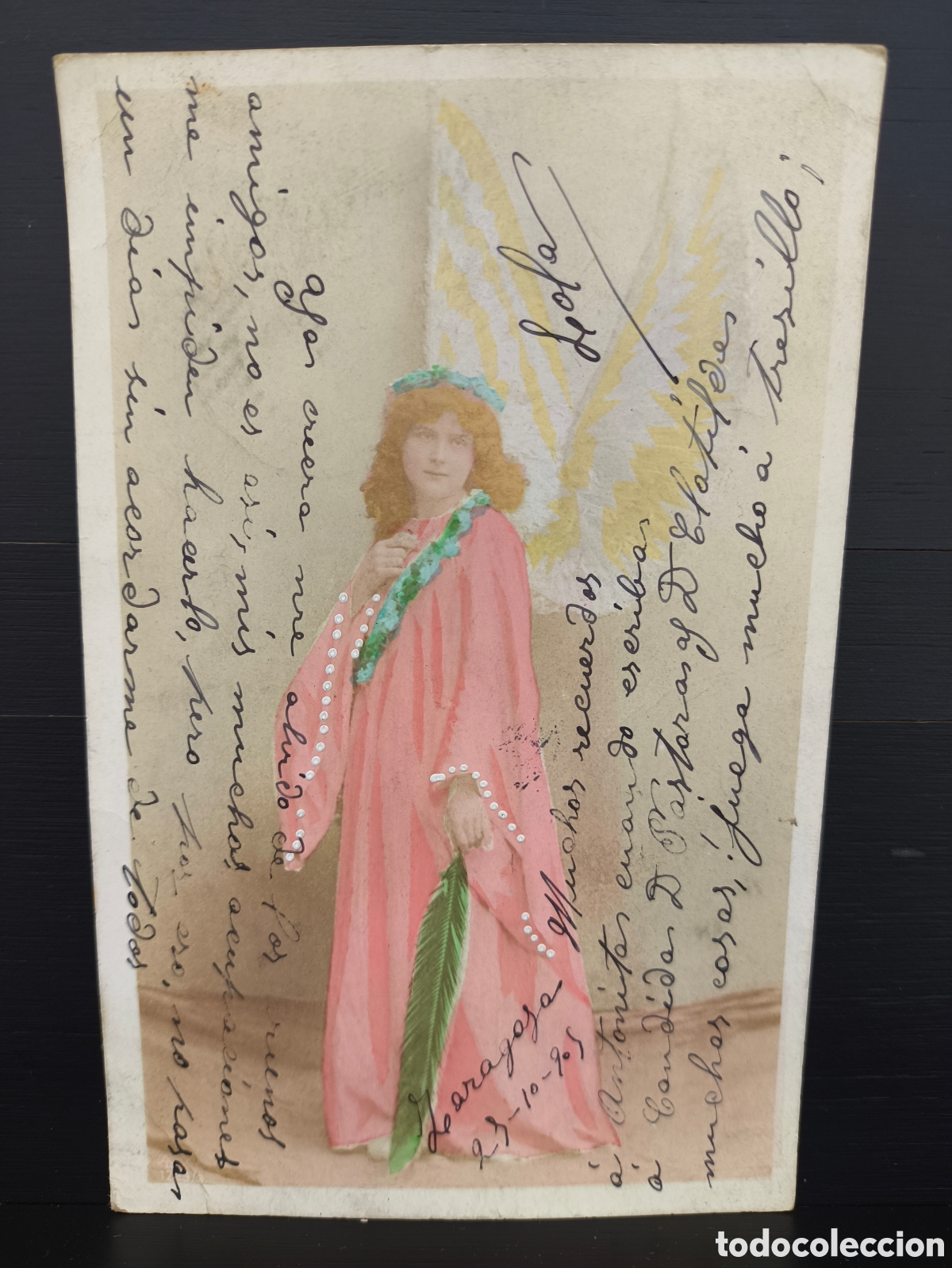 Postales: Antigua postal fotogr&aacute;fica coloreada modernista Art Nouveau retrato de mujer 1905