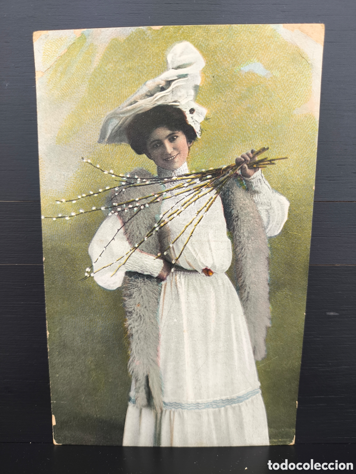 Postales: Antigua postal art&iacute;stica retrato de mujer elegante publicidad Joaqu&iacute;n Arcal Sastre Militar Toledo