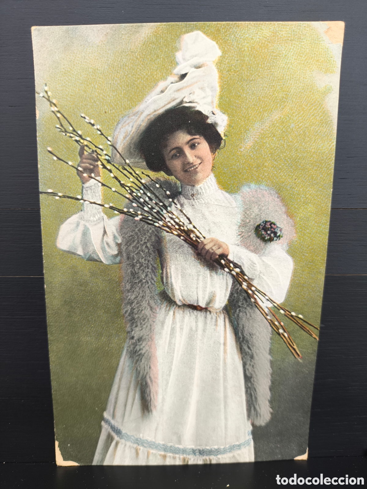 Postales: Antigua postal art&iacute;stica retrato de mujer elegante publicidad Joaqu&iacute;n Arcal Sastre Militar Toledo