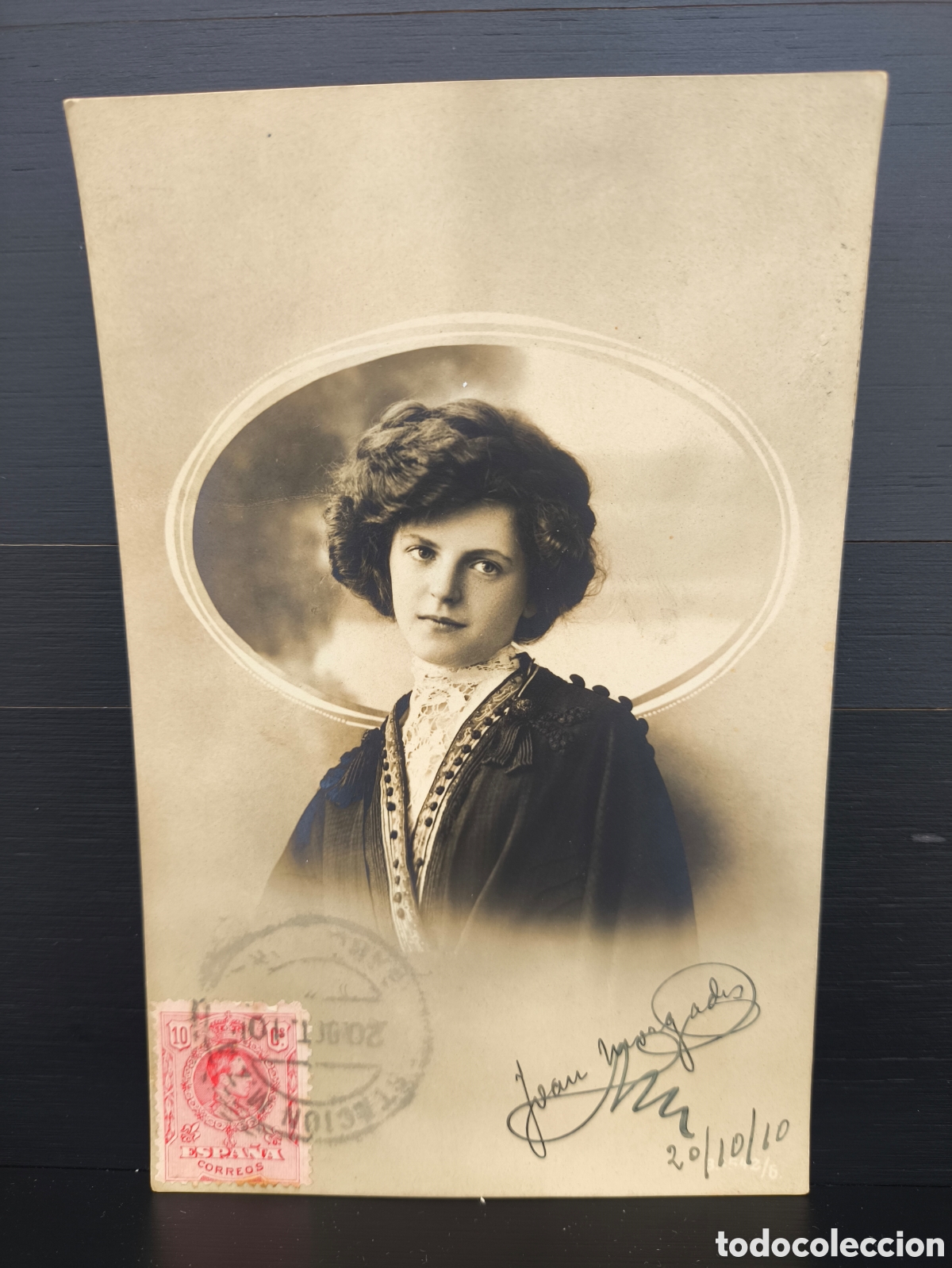 Postales: Antigua postal fotogr&aacute;fica retrato de mujer joven elegante Belle &Eacute;poque art&iacute;stica fantas&iacute;a 1910