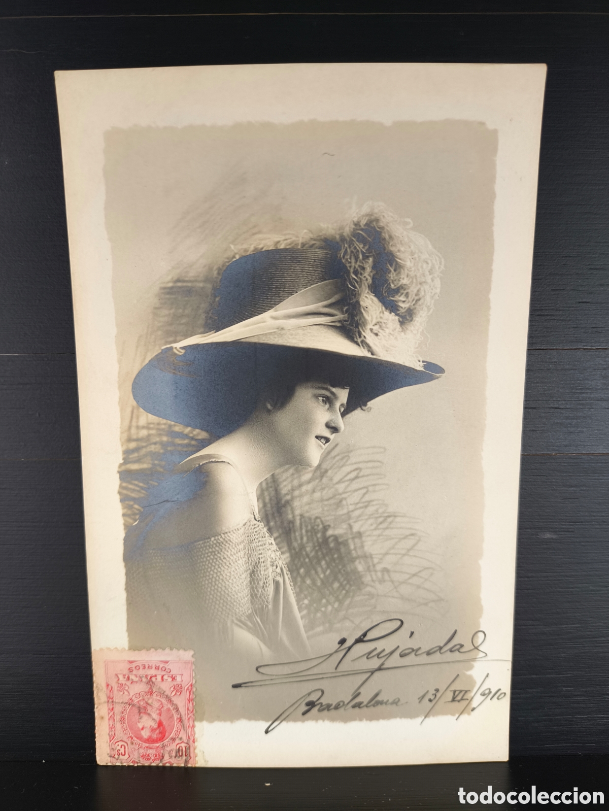 Postales: Antigua postal fotogr&aacute;fica retrato de mujer joven elegante Belle &Eacute;poque art&iacute;stica fantas&iacute;a 1910