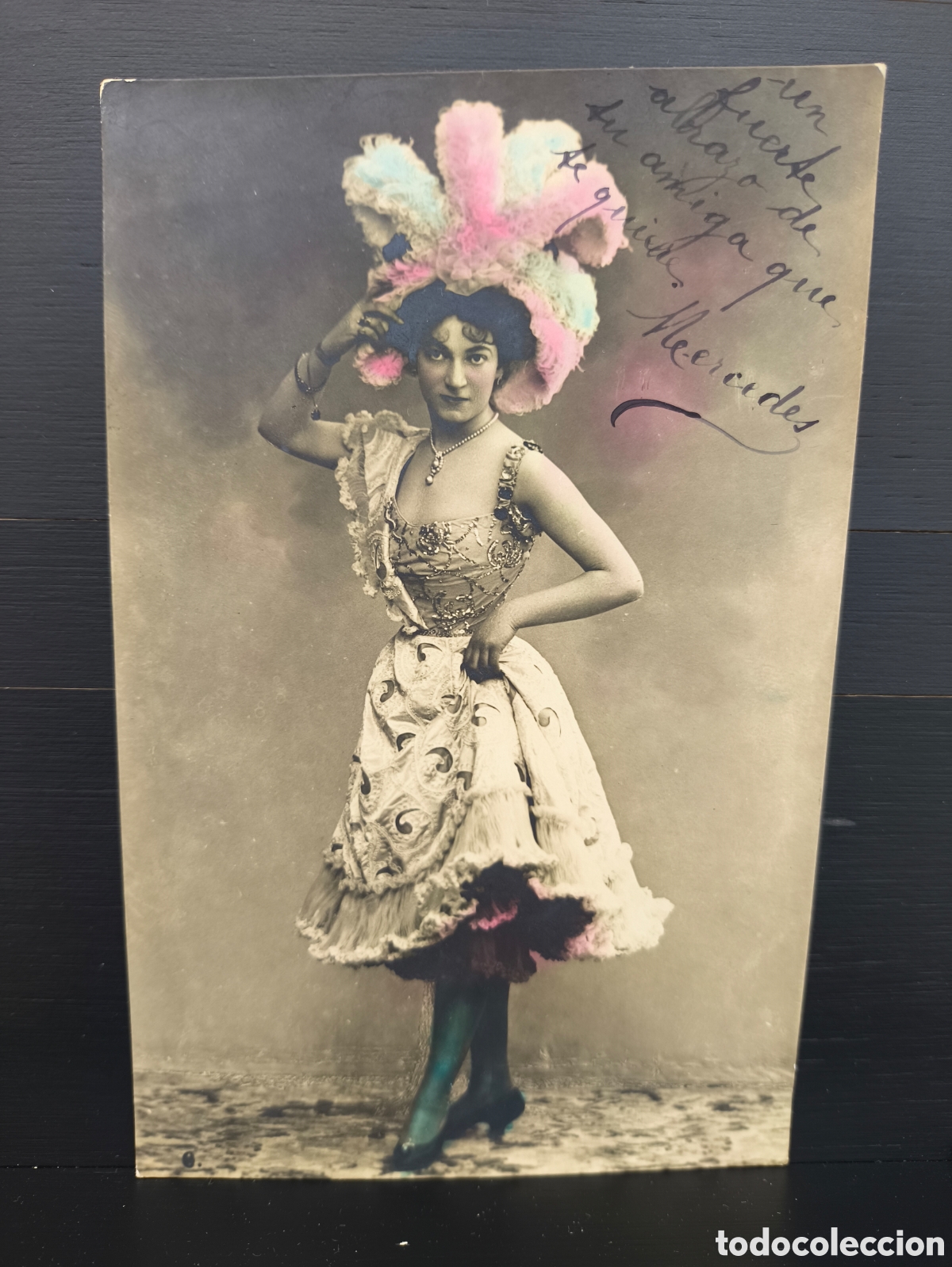 Postales: Antigua postal fotogr&aacute;fica coloreada retrato de mujer joven artista Belle &Eacute;poque art&iacute;stica 1908