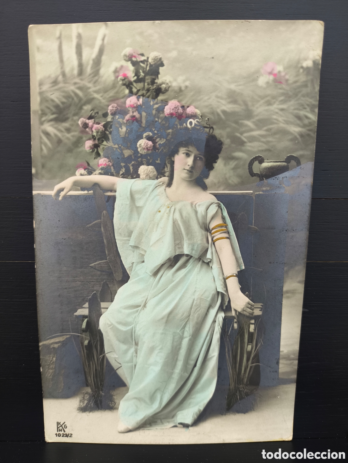 Postales: Antigua postal fotogr&aacute;fica retrato de mujer joven cl&aacute;sica Art D&eacute;co art&iacute;stica rom&aacute;ntica fantas&iacute;a 1909
