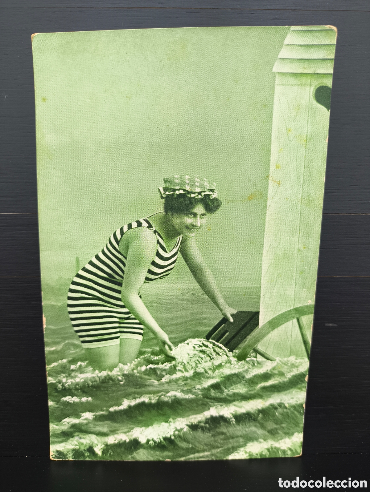 Postales: Antigua postal fotograf&iacute;a de estudio retrato de mujer joven ba&ntilde;ador Belle &Eacute;poque rom&aacute;ntica fantas&iacute;a