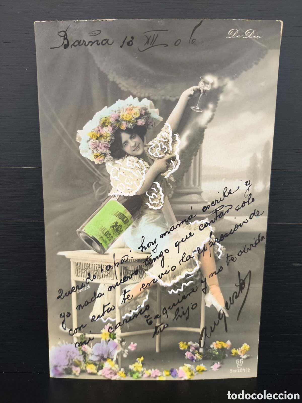 Postales: Antigua postal fotogr&aacute;fica coloreada mujer joven Belle &Eacute;poque rom&aacute;ntica fantas&iacute;a art&iacute;stica 1906