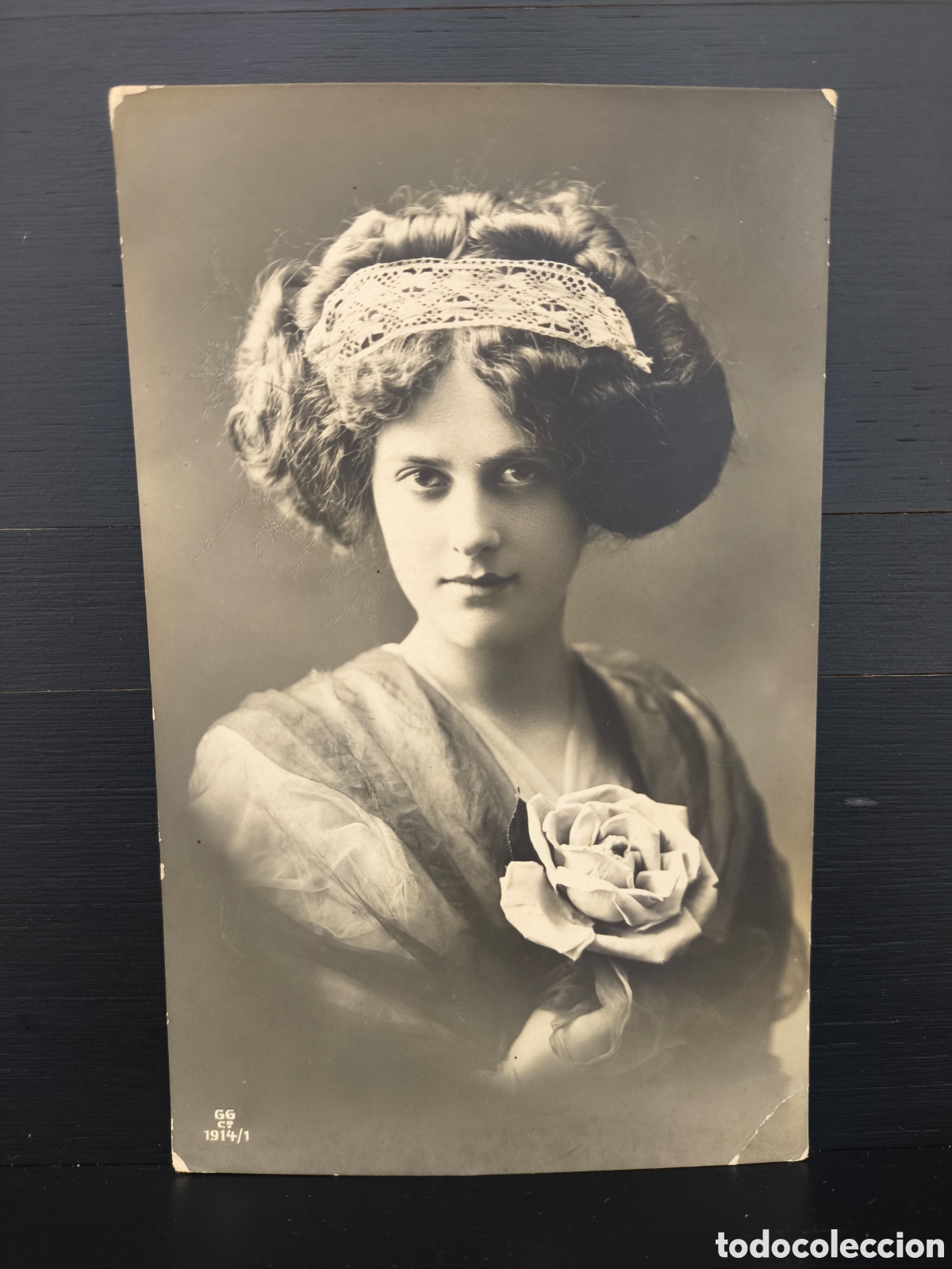 Postales: Antigua postal fotogr&aacute;fica retrato de mujer joven Belle &Eacute;poque rom&aacute;ntica fantas&iacute;a art&iacute;stica