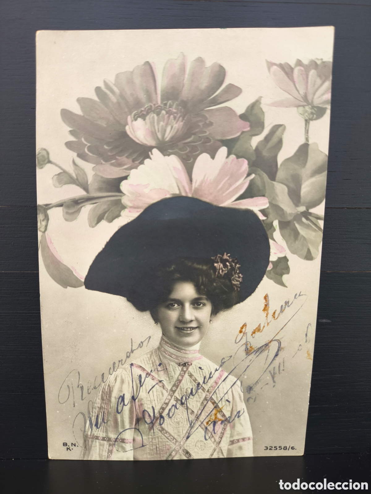 Postales: Antigua postal fotogr&aacute;fica coloreada retrato de mujer Belle &Eacute;poque rom&aacute;ntica fantas&iacute;a art&iacute;stica 1906