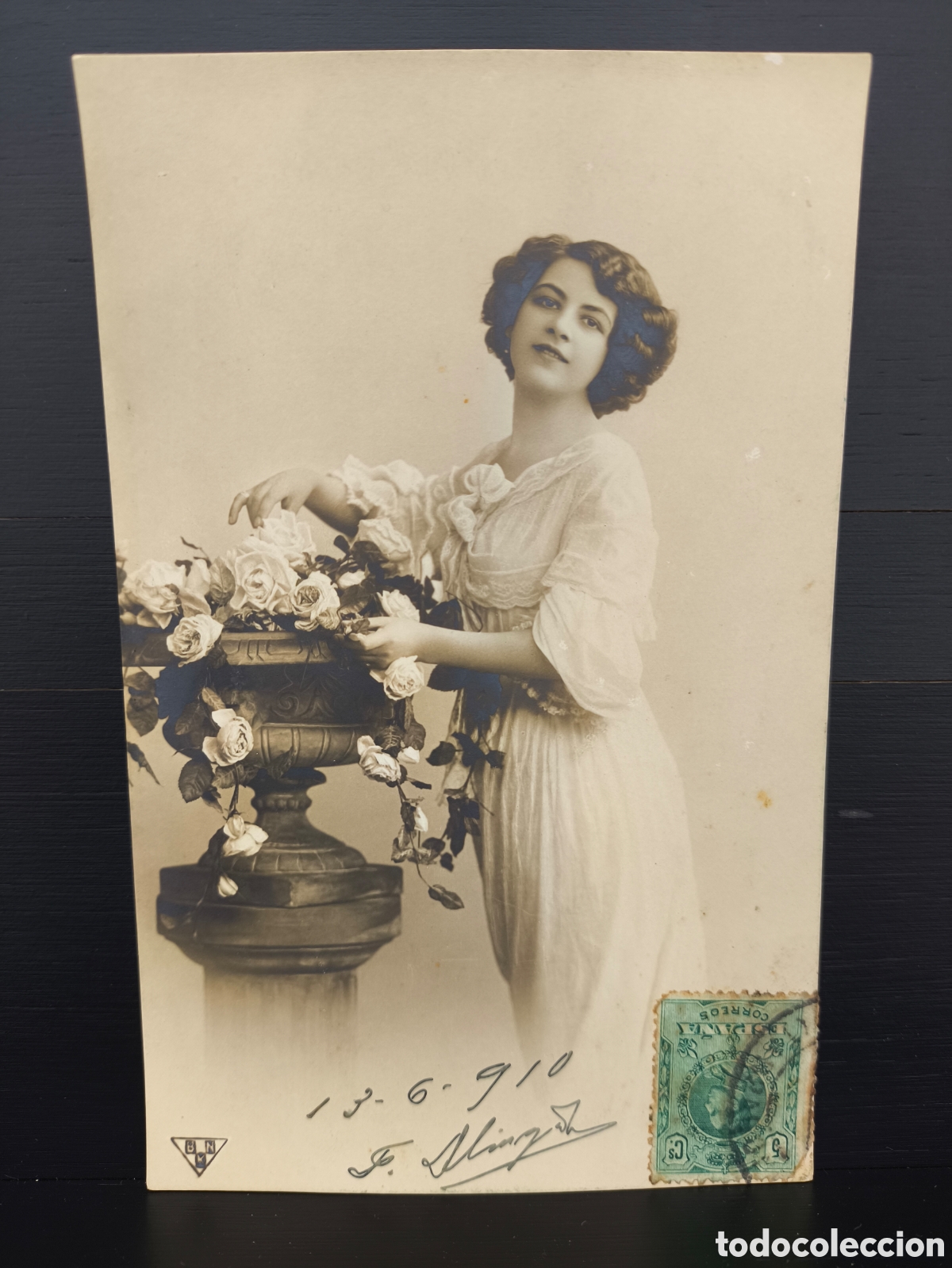 Postales: Antigua postal fotogr&aacute;fica retrato de mujer joven Belle &Eacute;poque rom&aacute;ntica fantas&iacute;a art&iacute;stica 1910
