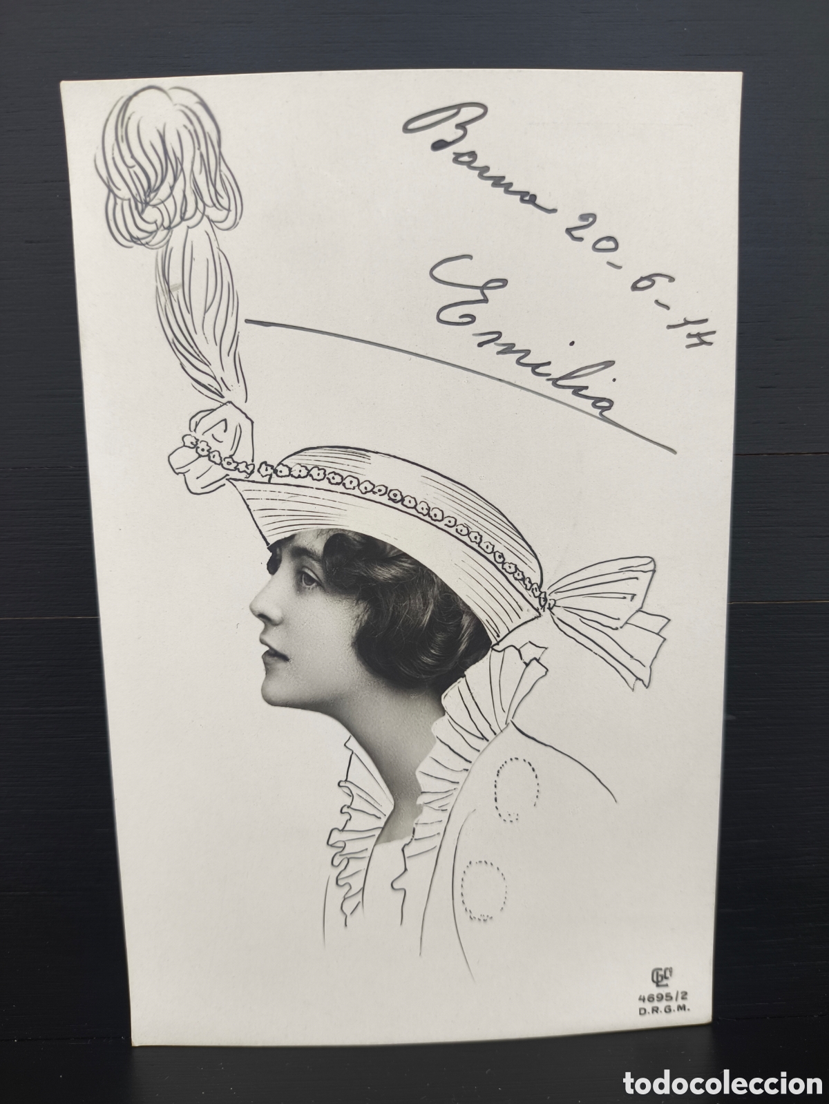 Postales: Antigua postal fotogr&aacute;fica ilustrada retrato de mujer Art Nouveau rom&aacute;ntica fantas&iacute;a art&iacute;stica 1914