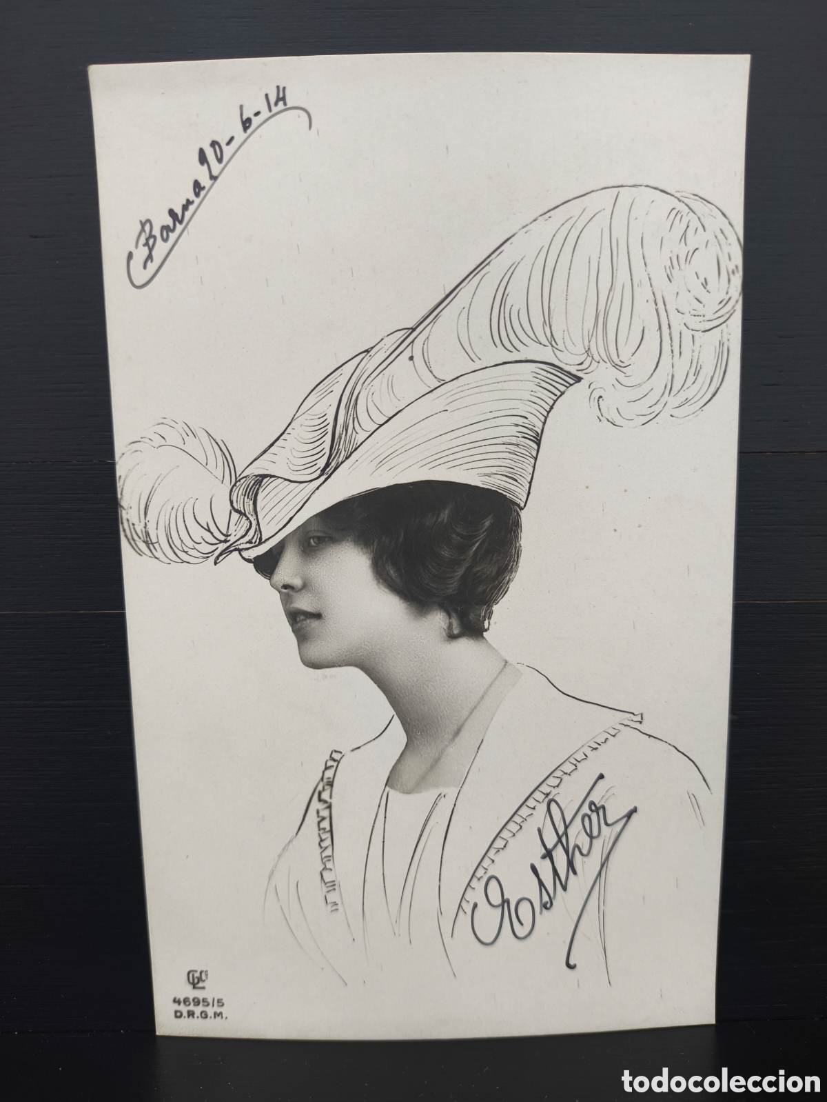 Postales: Antigua postal fotogr&aacute;fica ilustrada retrato de mujer Art Nouveau rom&aacute;ntica fantas&iacute;a art&iacute;stica 1914