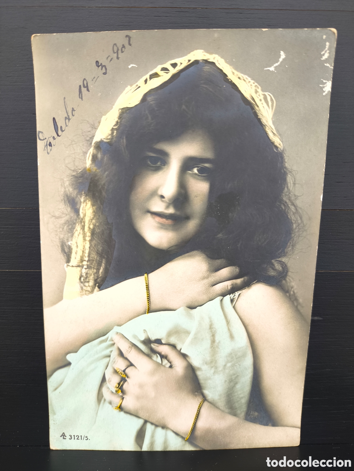 Postales: Antigua postal fotogr&aacute;fica coloreada retrato de mujer Belle &Eacute;poque rom&aacute;ntica fantas&iacute;a art&iacute;stica 1908