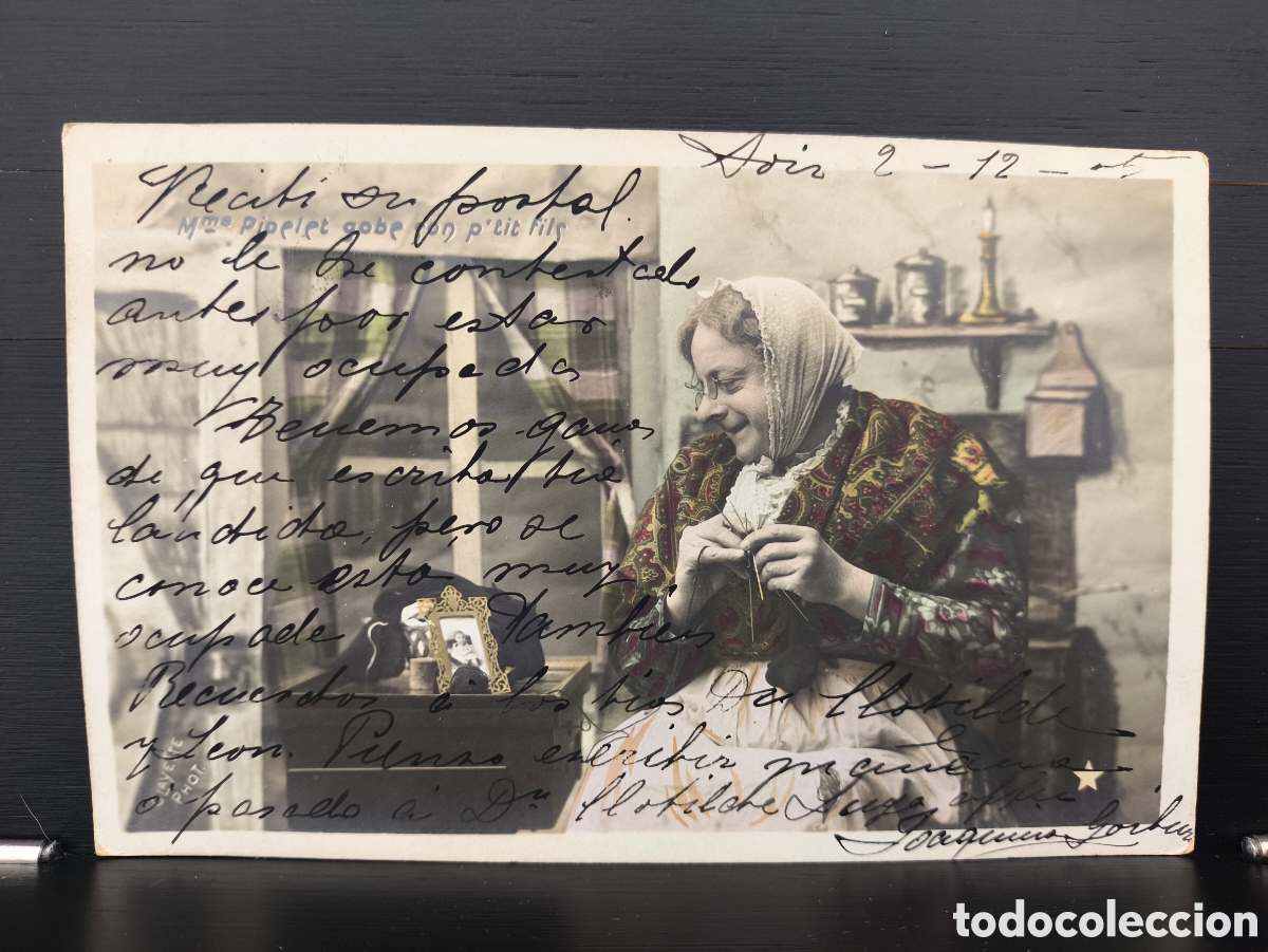 Postales: Antigua postal fotogr&aacute;fica coloreada humor&iacute;stica mujer abuela rom&aacute;ntica fantas&iacute;a art&iacute;stica 1905