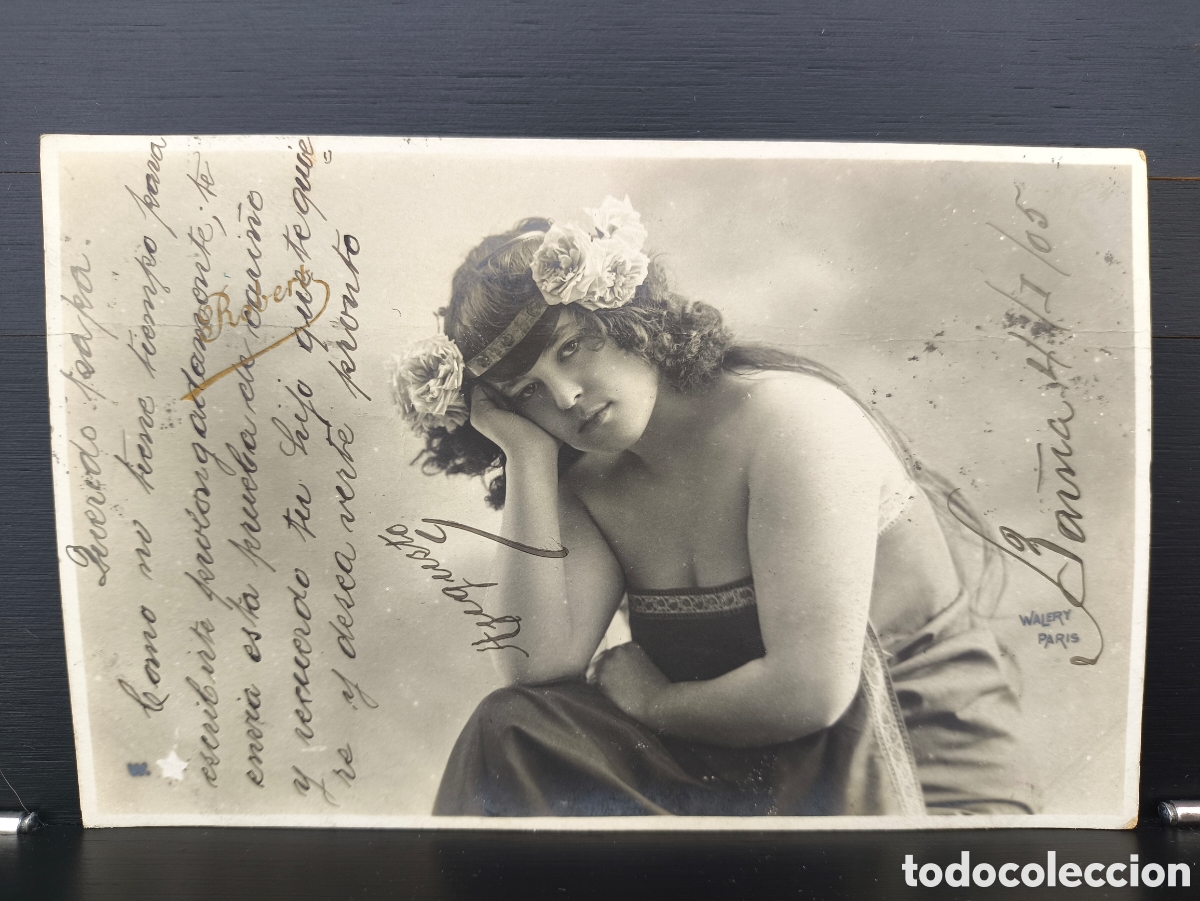 Postales: Antigua postal fotogr&aacute;fica mujer joven melanc&oacute;lica Belle &Eacute;poque rom&aacute;ntica fantas&iacute;a art&iacute;stica 1905