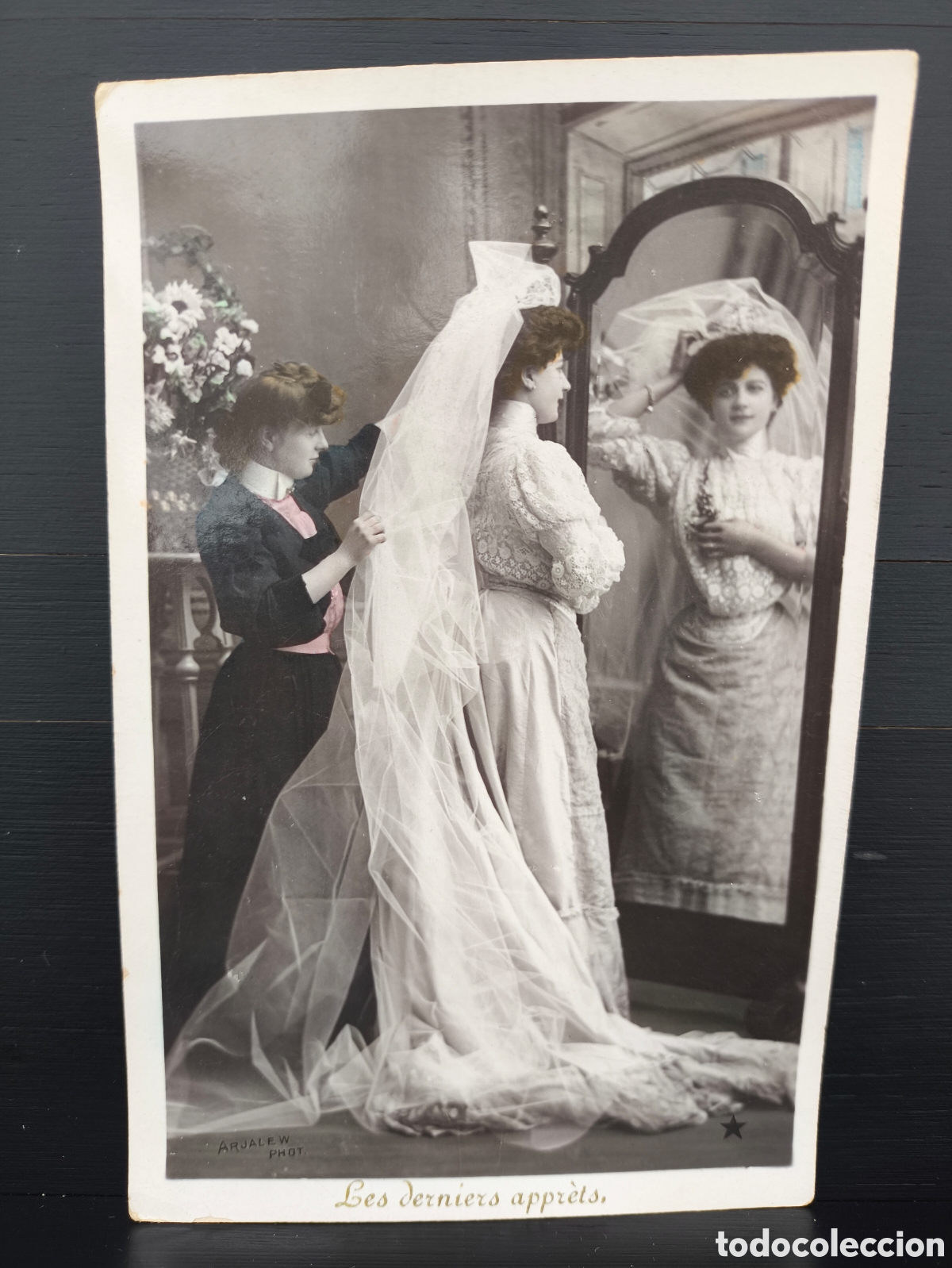 Postales: Antigua postal fotogr&aacute;fica mujer joven vestida de novia Belle &Eacute;poque rom&aacute;ntica fantas&iacute;a art&iacute;stica