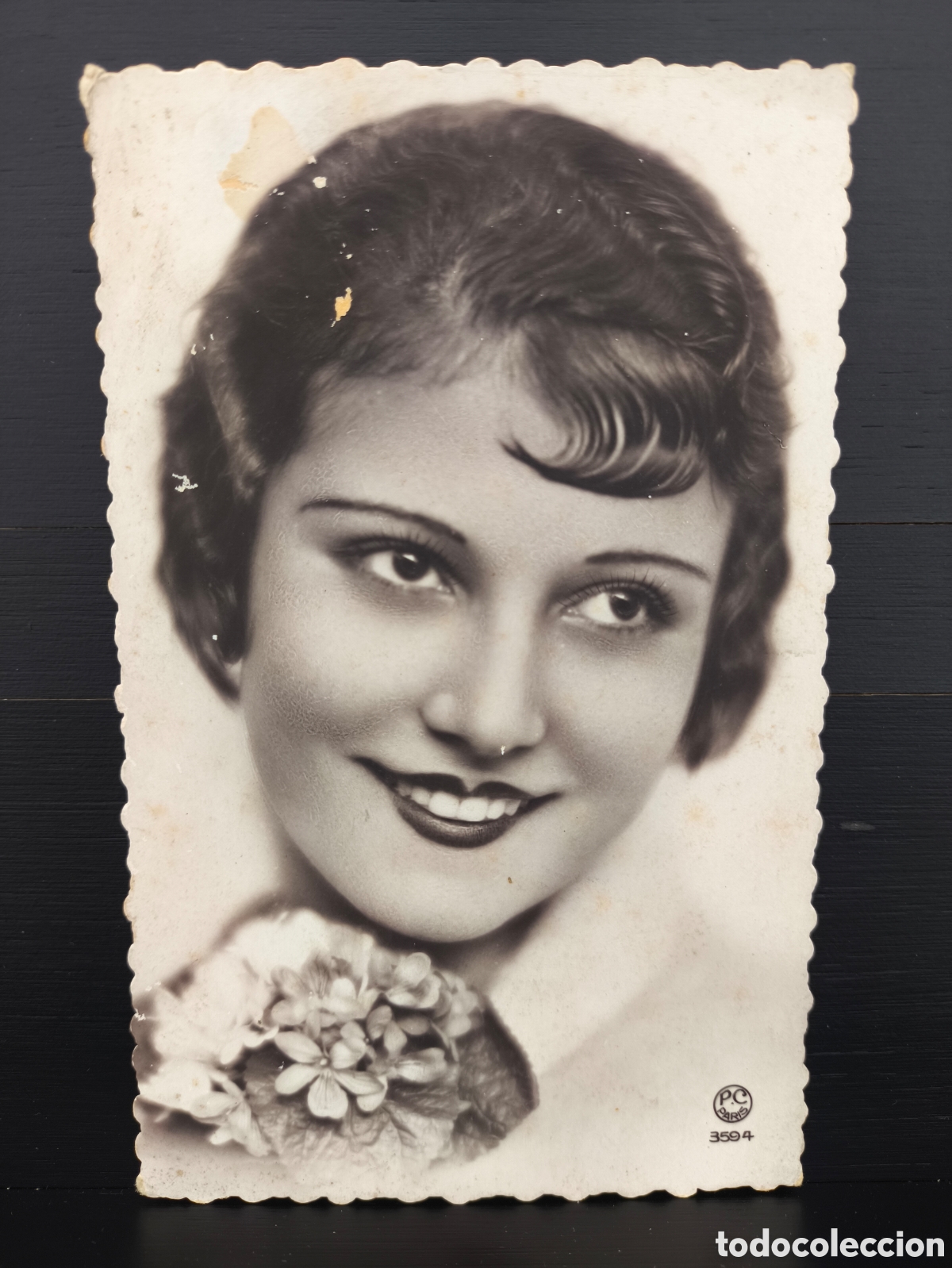 Postales: Antigua postal fotogr&aacute;fica retrato de mujer joven Art D&eacute;co rom&aacute;ntica fantas&iacute;a art&iacute;stica