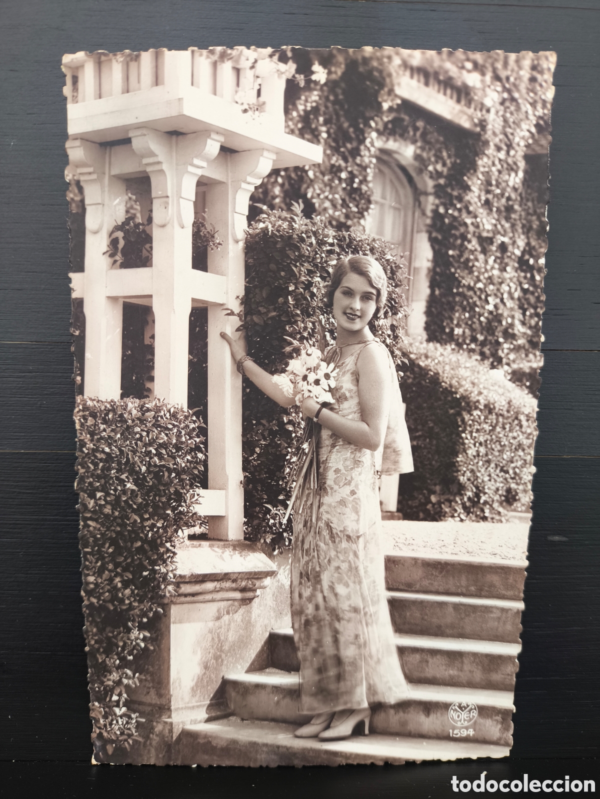 Postales: Antigua postal fotogr&aacute;fica retrato de mujer joven Art D&eacute;co rom&aacute;ntica fantas&iacute;a art&iacute;stica