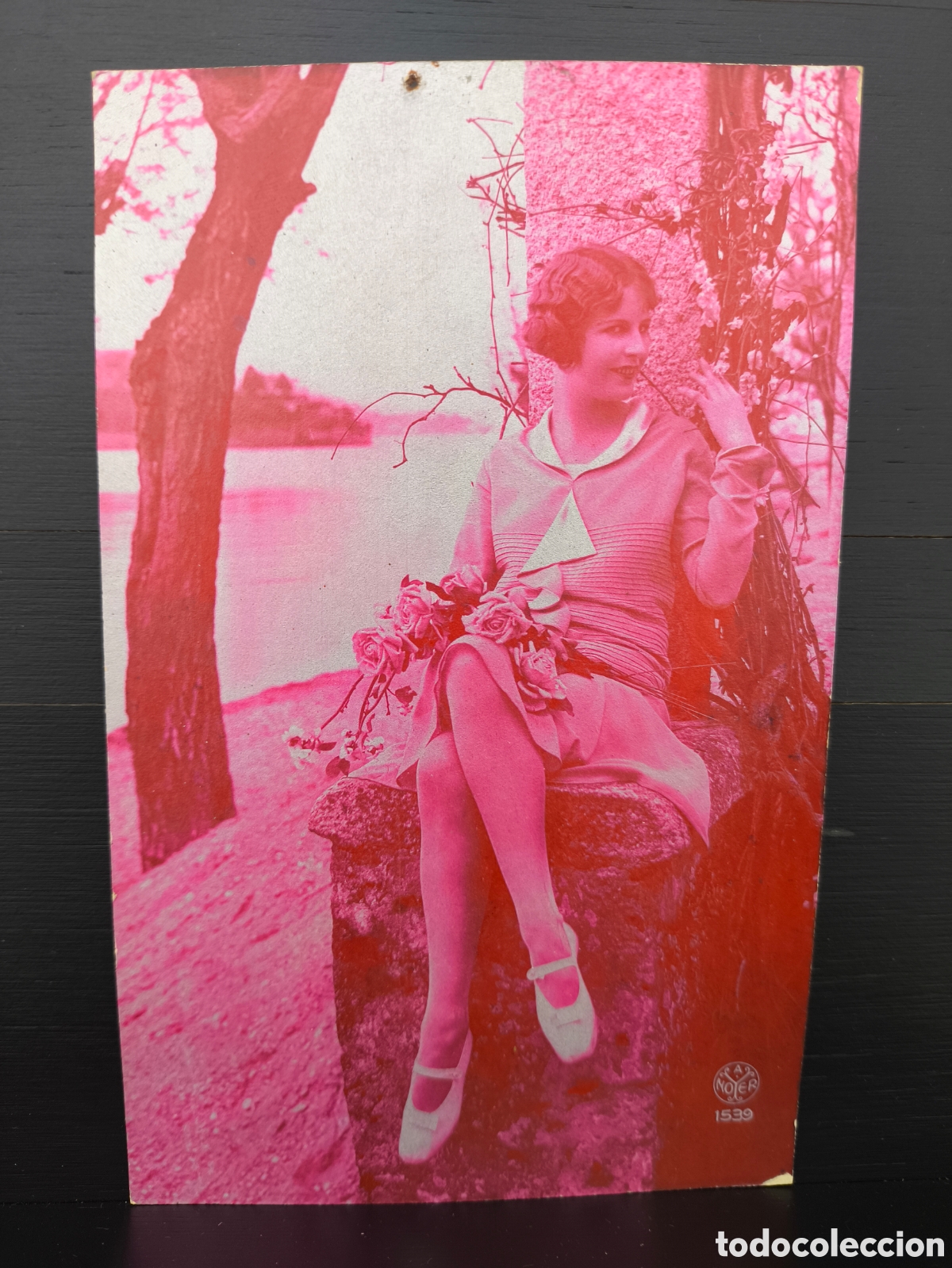 Postales: Antigua postal fotogr&aacute;fica retrato de mujer joven Art D&eacute;co rom&aacute;ntica fantas&iacute;a art&iacute;stica