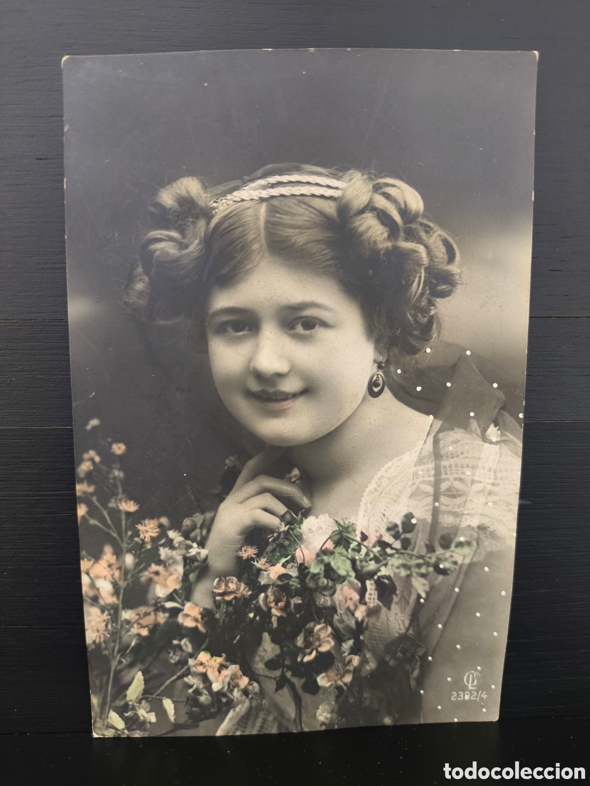 Postales: Antigua postal fotogr&aacute;fica coloreada retrato mujer joven Belle &Eacute;poque rom&aacute;ntica fantas&iacute;a art&iacute;stica