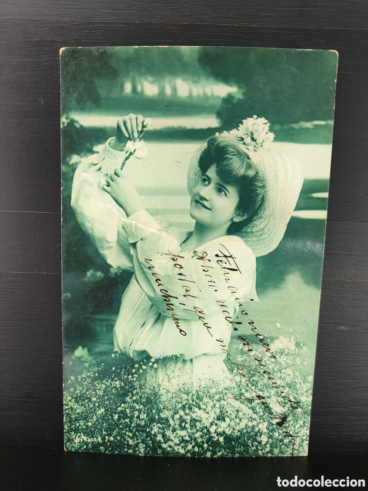 Postales: Antigua postal fotogr&aacute;fica coloreada retrato mujer joven Belle &Eacute;poque rom&aacute;ntica fantas&iacute;a art&iacute;stica