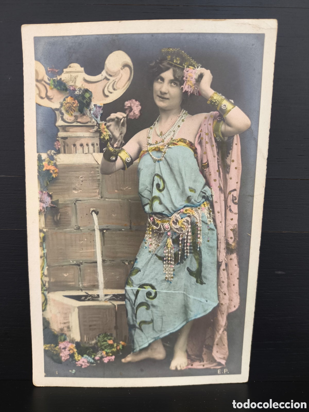 Postales: Antigua postal fotogr&aacute;fica coloreada retrato mujer joven Belle &Eacute;poque rom&aacute;ntica fantas&iacute;a art&iacute;stica