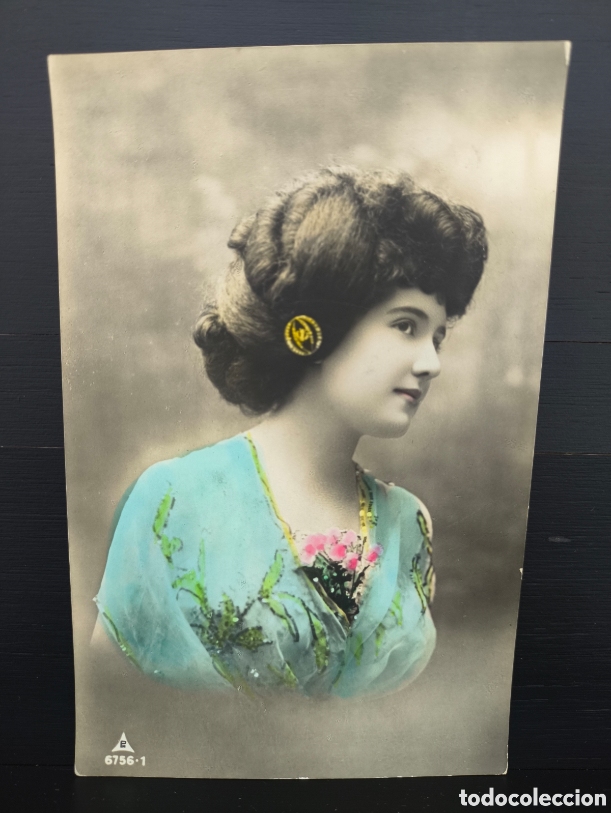 Postales: Antigua postal fotogr&aacute;fica coloreada retrato mujer joven Belle &Eacute;poque rom&aacute;ntica fantas&iacute;a art&iacute;stica