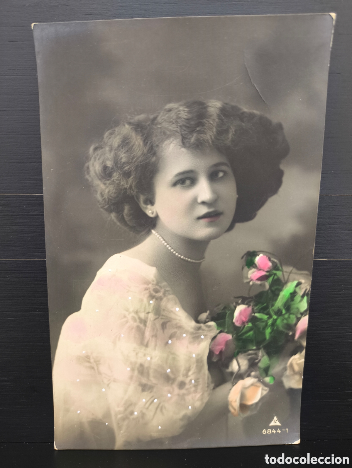 Postales: Antigua postal fotogr&aacute;fica coloreada retrato mujer joven Belle &Eacute;poque rom&aacute;ntica fantas&iacute;a art&iacute;stica