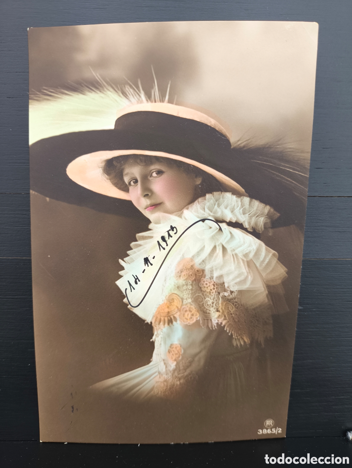 Postales: Antigua postal fotogr&aacute;fica coloreada retrato mujer joven Belle &Eacute;poque rom&aacute;ntica fantas&iacute;a art&iacute;stica