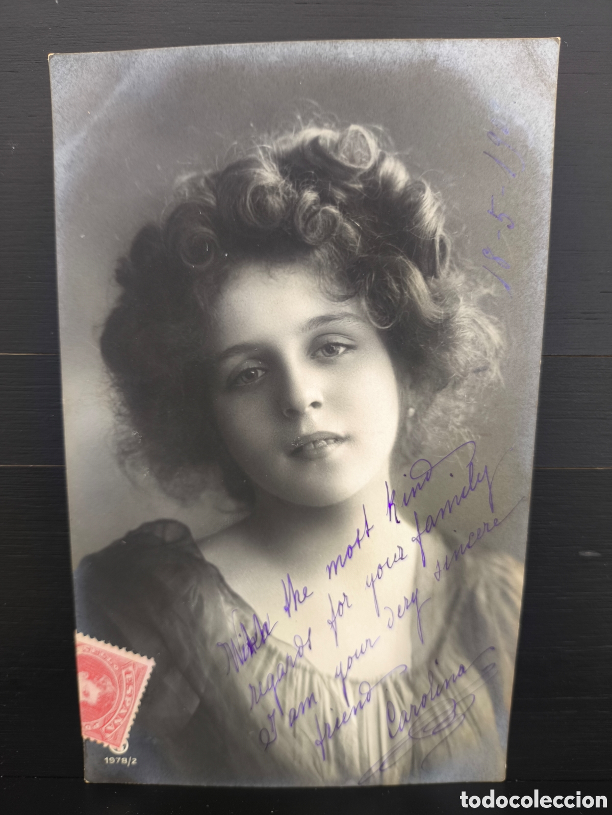 Postales: Antigua postal fotogr&aacute;fica retrato de mujer joven Belle &Eacute;poque rom&aacute;ntica fantas&iacute;a art&iacute;stica 1909