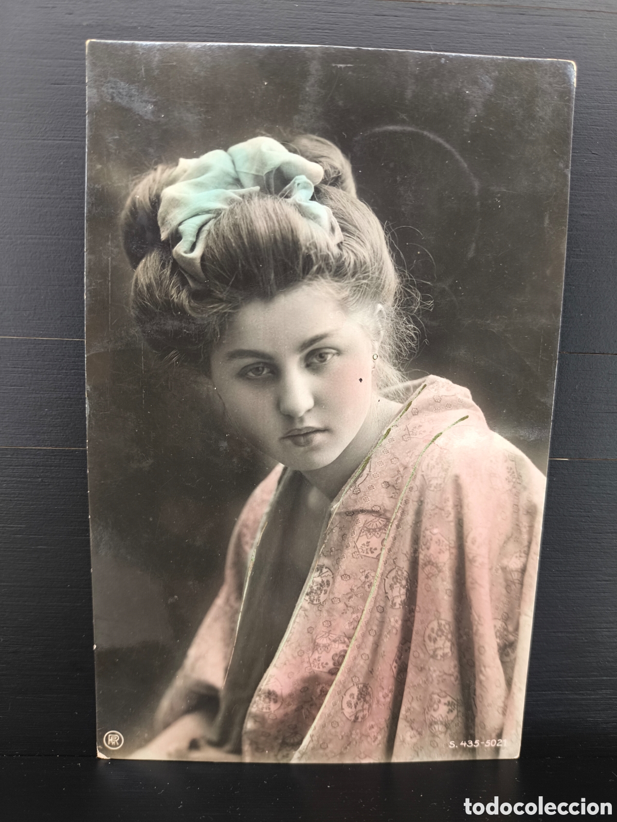 Postales: Antigua postal fotogr&aacute;fica coloreada retrato mujer joven kimono Orientalista rom&aacute;ntica fantas&iacute;a 1906