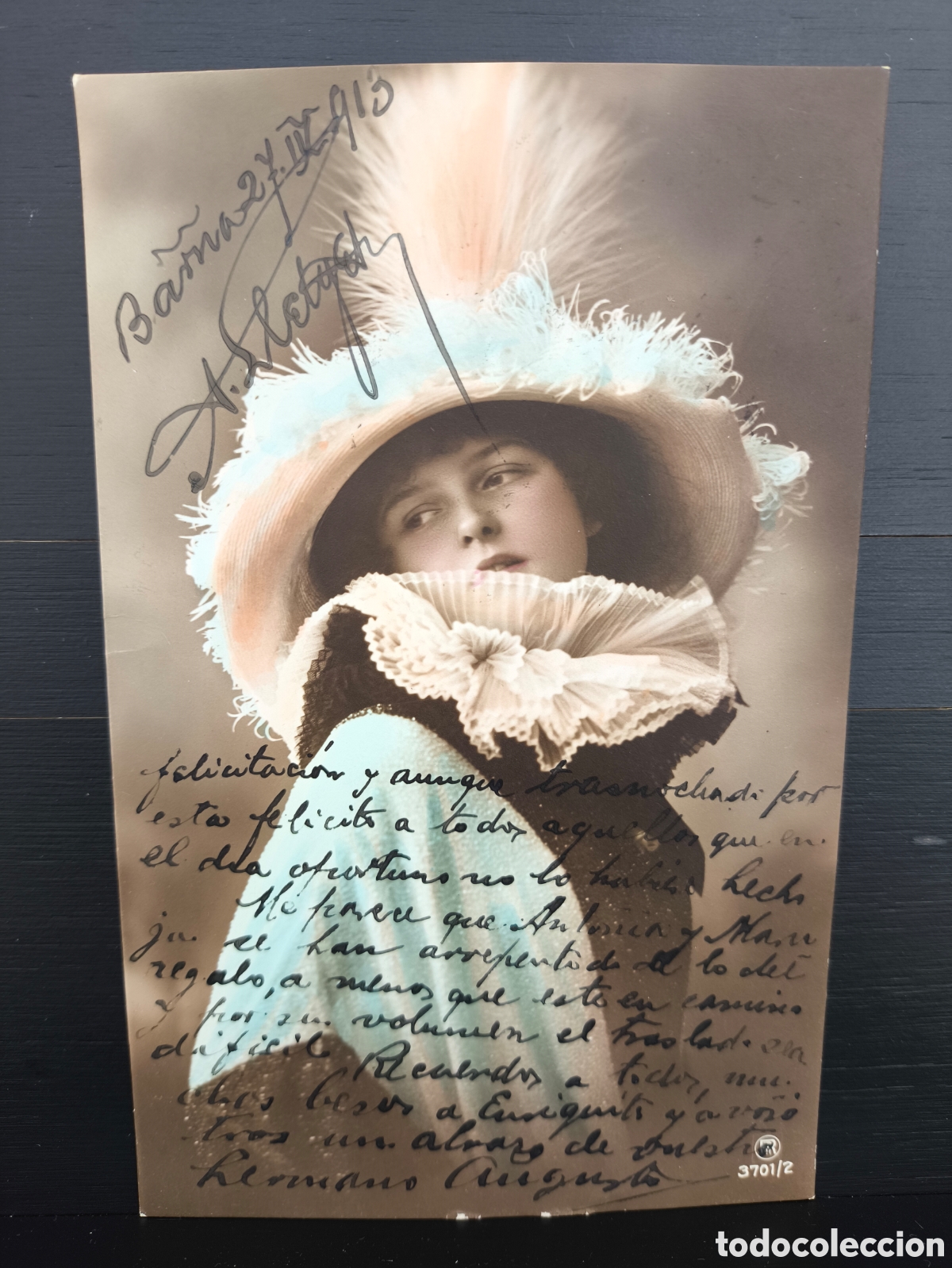 Postales: Antigua postal fotogr&aacute;fica coloreada retrato mujer joven Belle &Eacute;poque rom&aacute;ntica fantas&iacute;a art&iacute;stica