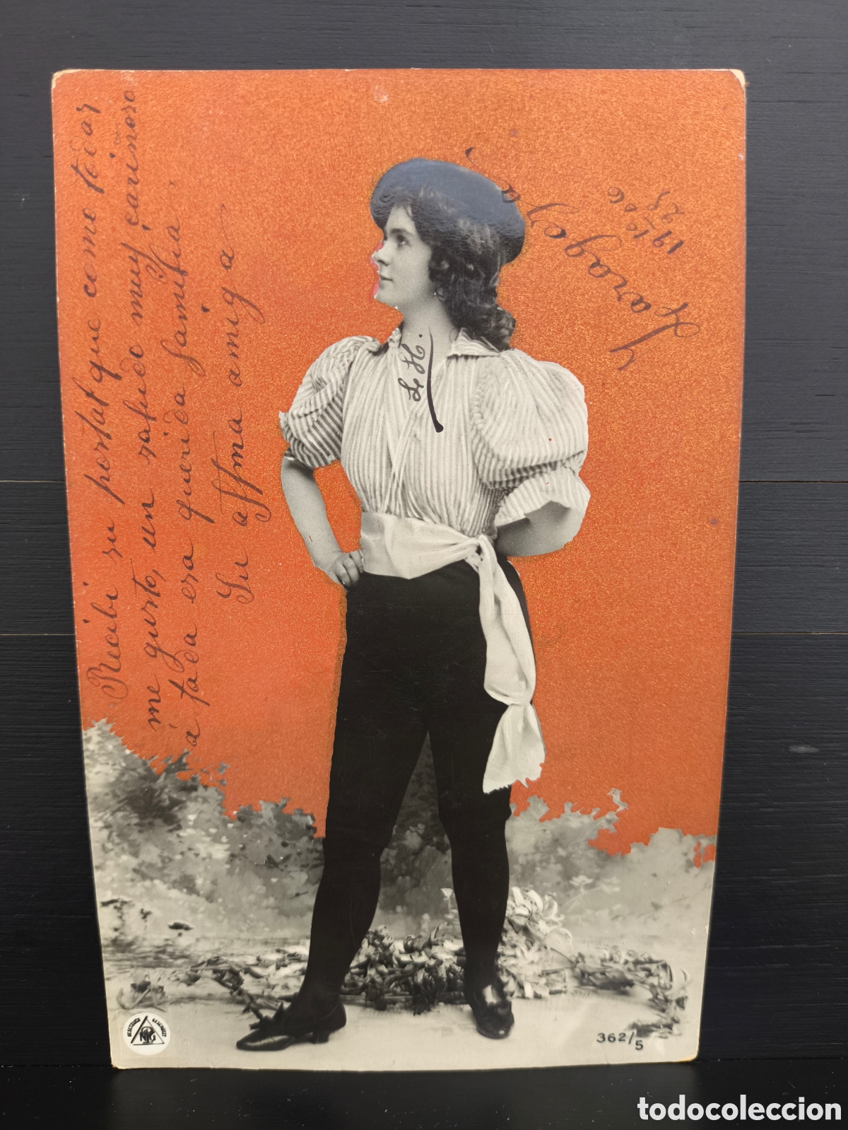 Postales: Antigua postal fotogr&aacute;fica coloreada mujer artista Belle &Eacute;poque rom&aacute;ntica fantas&iacute;a art&iacute;stica 1906