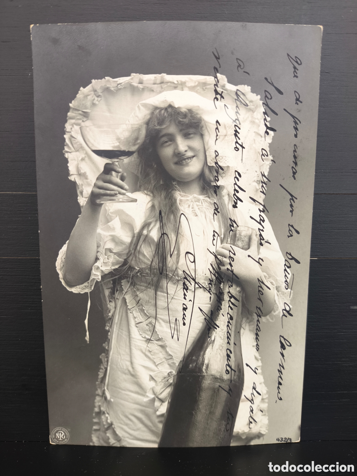 Postkarten: Antigua postal fotogr&aacute;fica retrato de mujer joven Belle &Eacute;poque rom&aacute;ntica fantas&iacute;a art&iacute;stica 1909