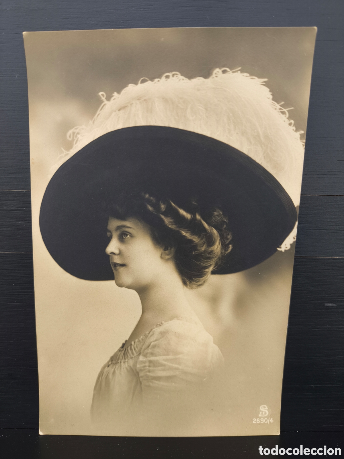 Postkarten: Antigua postal fotogr&aacute;fica retrato de mujer joven Belle &Eacute;poque rom&aacute;ntica fantas&iacute;a art&iacute;stica 1912