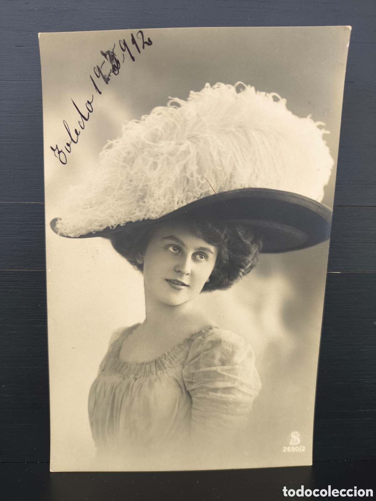 Postkarten: Antigua postal fotogr&aacute;fica retrato de mujer joven Belle &Eacute;poque rom&aacute;ntica fantas&iacute;a art&iacute;stica 1912