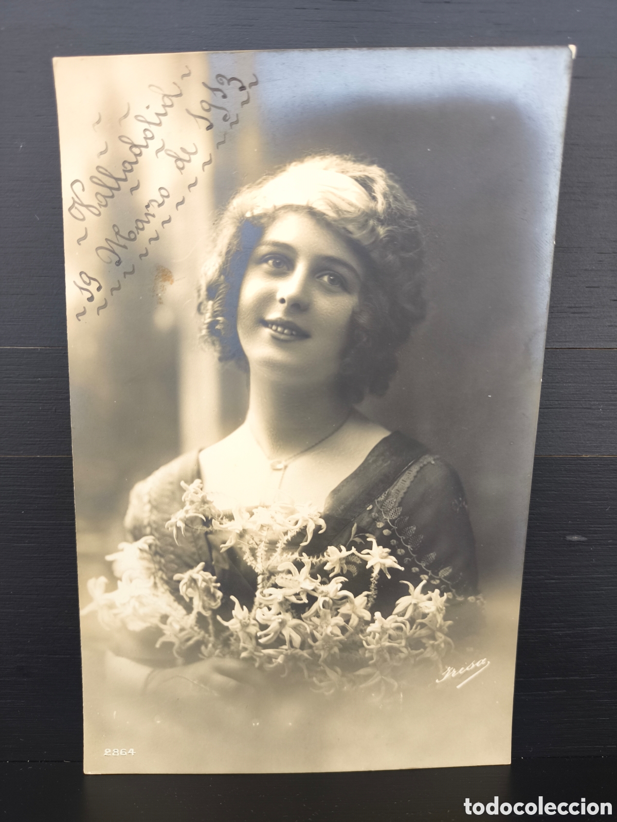 Postales: Antigua postal fotogr&aacute;fica retrato de mujer joven Belle &Eacute;poque rom&aacute;ntica fantas&iacute;a art&iacute;stica 1913