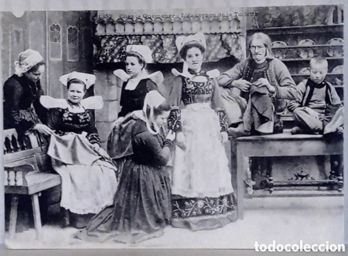Postales: L'ESSAYAGE DE LA TOILETTE, LA BRETAGNE D'AUTREFOIS. REPRODUCTION QUIMPER
