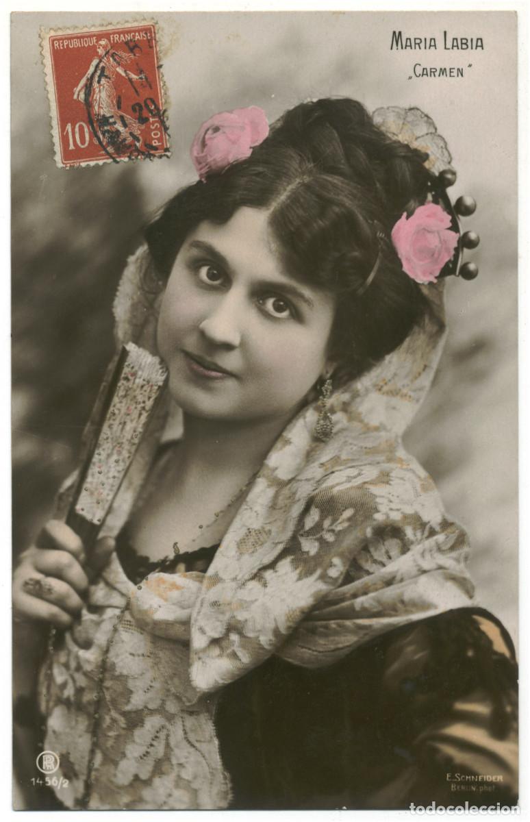 Postales: Serie (3 Postales) Actriz LABIA, Maria_ RPH 1456-2, 5 y 6. As Carmen. Photo E. Schneider
