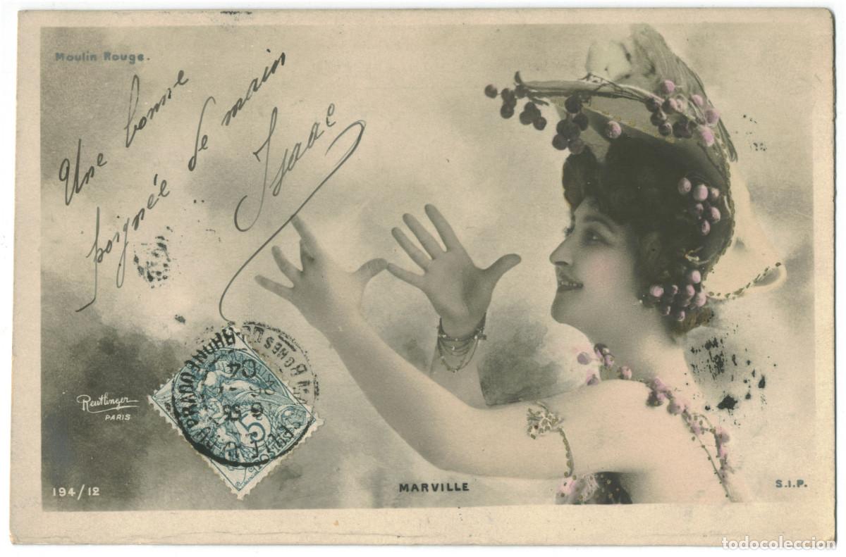 Postales: Actriz MARVILLE, Marie_SIP. 194-12. Moulin Rouge. Photo Reutlinger