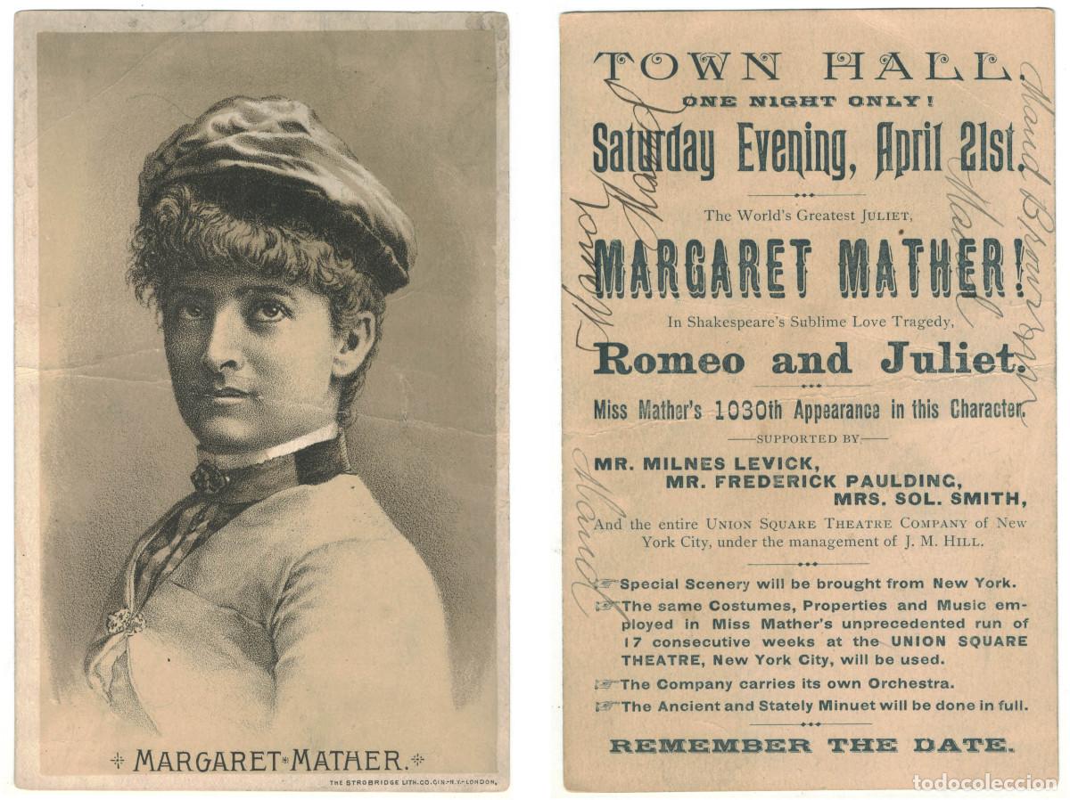 Postales: Actriz MATHER, Margaret_Strobridge. In Romeo and Juliet (Town Hall)