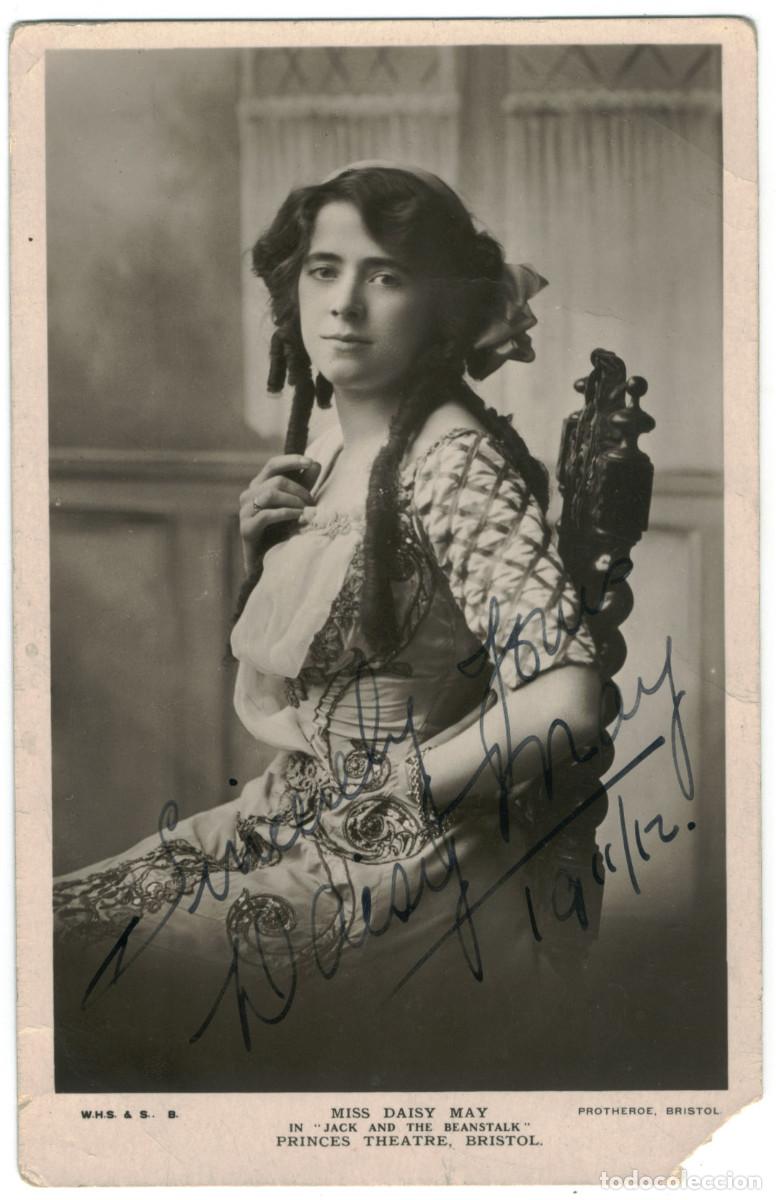 Postales: Actriz MAY, Daisy_WHS&S. Grosvenor. In Jack and the Benstalk (Princess Theatre. Bristol). Autograph