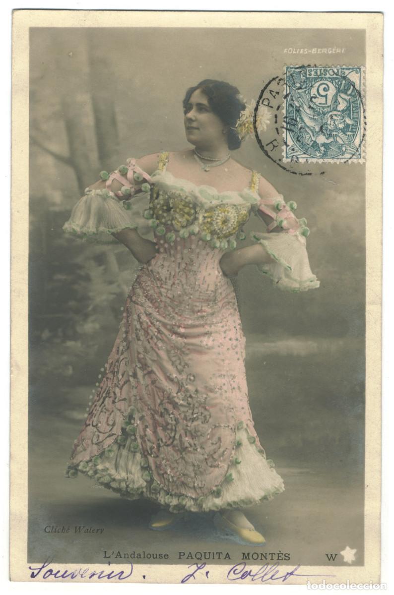 Postales: Serie 3 Postales Cupletista MONT&Egrave;S, Paquita_&Eacute;toile. 624. Folies Berg&eacute;re. Photo Wal&eacute;ry