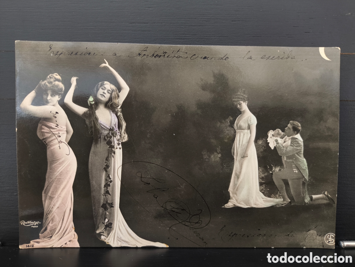Postales: Antigua postal surrealista artista modelo Miss Doll Belle &Eacute;poque rom&aacute;ntica fantas&iacute;a art&iacute;stica 1906