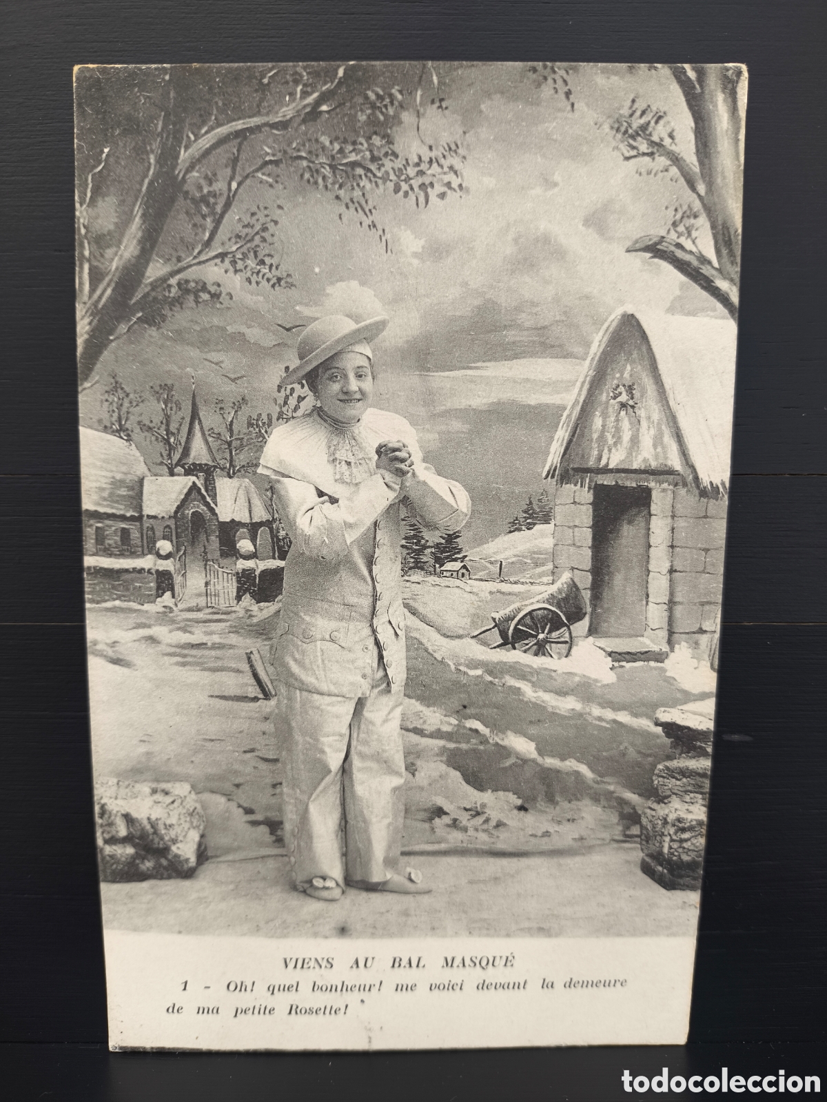 Postales: Antigua postal fotogr&aacute;fica Pierrot serie Viens au Bal Masqu&eacute; rom&aacute;ntica fantas&iacute;a art&iacute;stica 1907